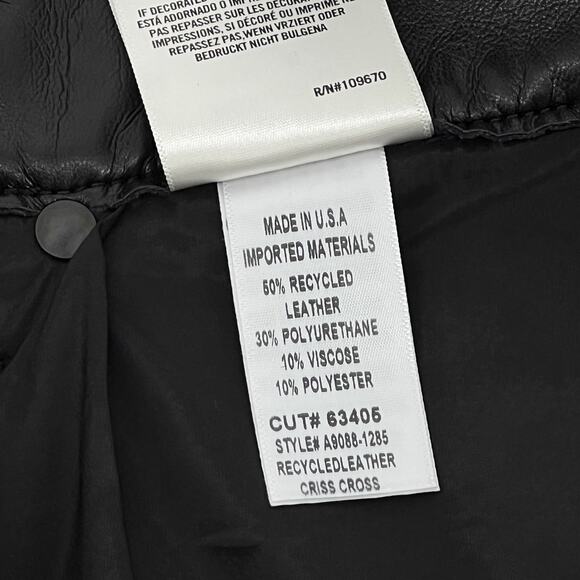 AGOLDE Recycled Leather Criss Cross Skirt Size 27 Black Detox - Picture 4 of 5